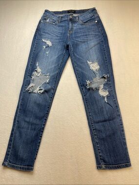 Judy Blue Distressed Medium Blue Boyfriend Jeans WOMENS SIZE 9/29 JR